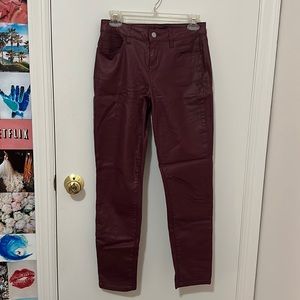 Burgundy skinny jeans!